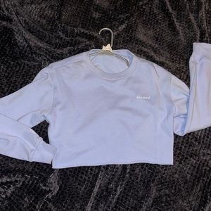 Baby Blue Crop Top Long sleeve Cotton Sweater